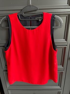 Banana Republic Bright Red Sleeveless Shell with Navy Trim